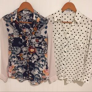 Express 2pc Portofino button up Shirt polka dot S